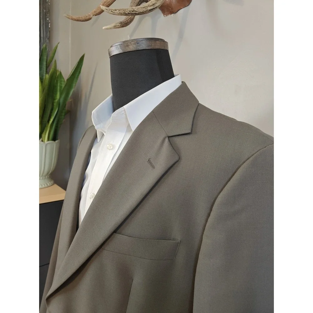 Brooks Brothers Mens 346 Wool Stretch Blazer Coat 41R Olive Green 2 Button